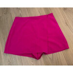 Express Editor Hot Pink Skort Size S Faux Wrap Mini Side Zip Career Casual
